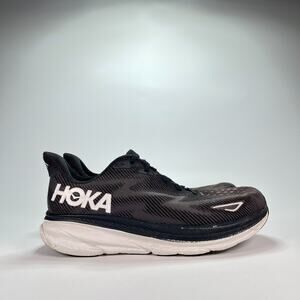 Hoka One One Clifton 9 Black Lace Up Running Shoes 1127895 BWHT Men’s Size 12D